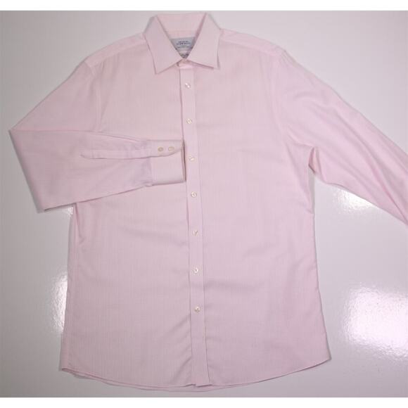 Charles Tyrwhitt White/Pink Check Non-Iron Slim Cotton Dress Shirt (42) 16.5-35 - Picture 2 of 7
